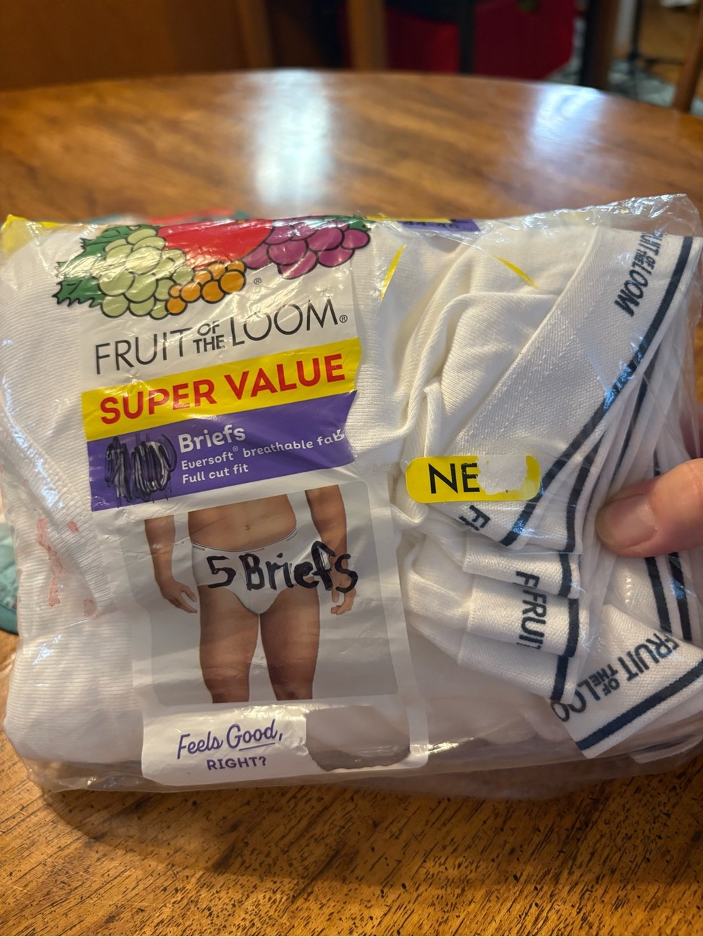Fruit of the Loom men’s brief underwear, 5 pair, new in package